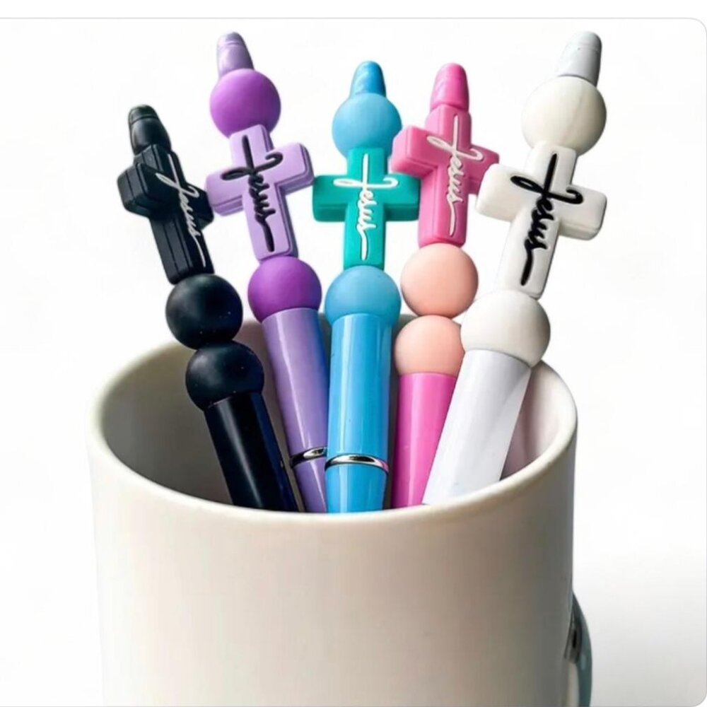 NEW- FAITH SILICONE BALLPOINT TWIST PEN ROUND BODY - 5 COLORS TO CHOOSE (1PC) - Picture 2 of 3
